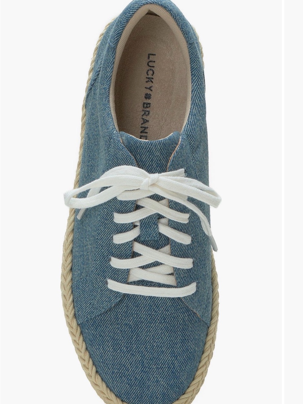 Lucky Brand Denim Lace-Up Espadrille Sneaker - Blue with White Laces New